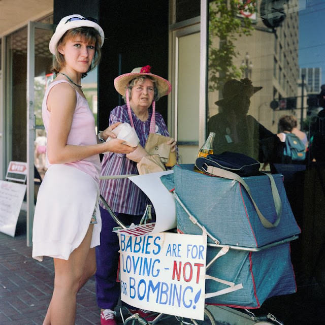 Mother and Daughter with Baby Carriage, at Peace, Jobs and Justice Parade, 1986