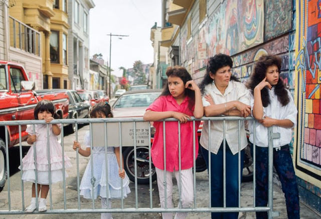 Mother and Daughters Behind Barricade, 1986