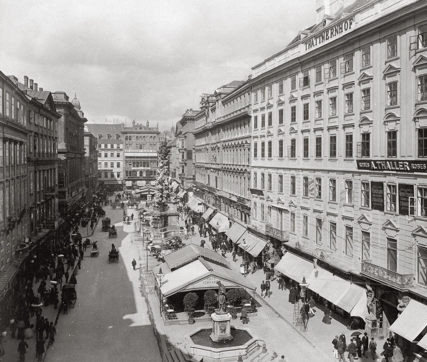 The Wiener Graben and the Pestsaeule (Black Death column), 1904