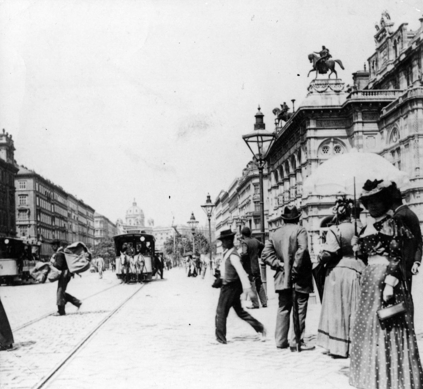 The Ringstrasse at Vienna, From a sepia print, Around 1900