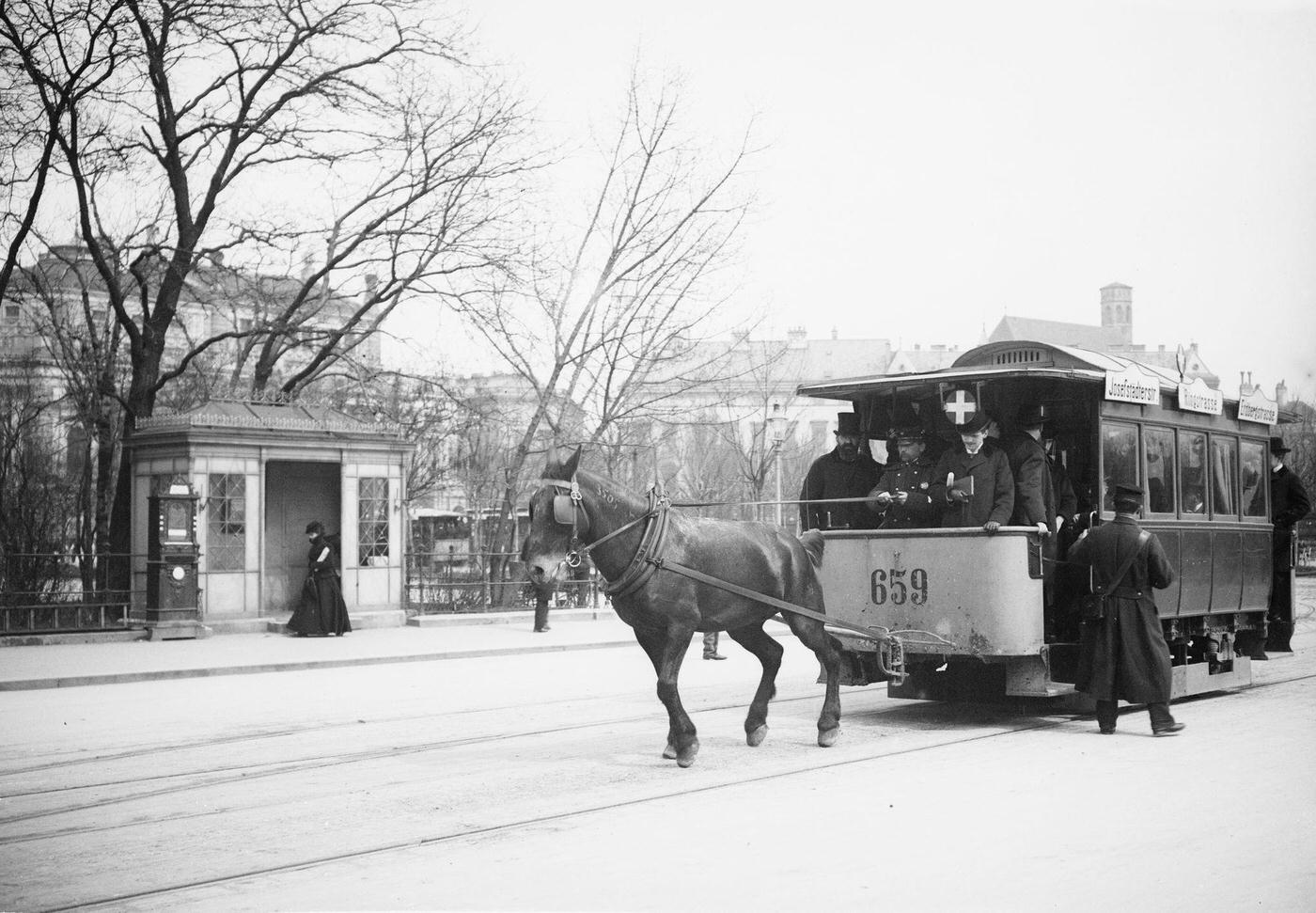 A Horse-Tram in Vienna, 1900s