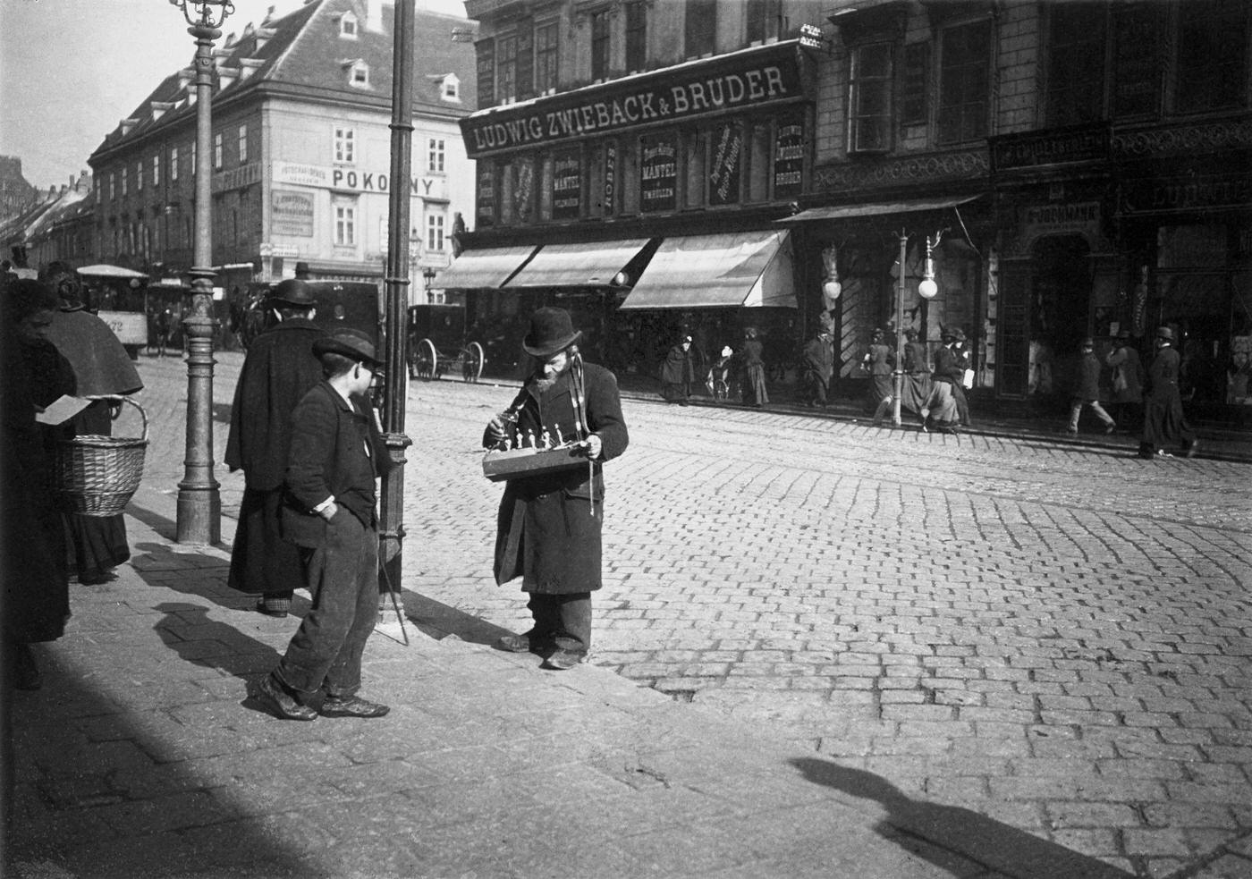 A Jewish street hawker at the Mariahilfer Strasse, Vienna, 1900s