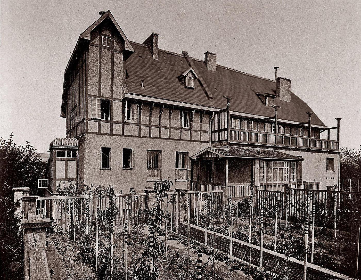 Pair of semi-detached houses of Carl and Kolo Moser, Hohe Warte in Vienna's 19th district, Magazine "The Architect" (IX, page 85), Vienna, 1901