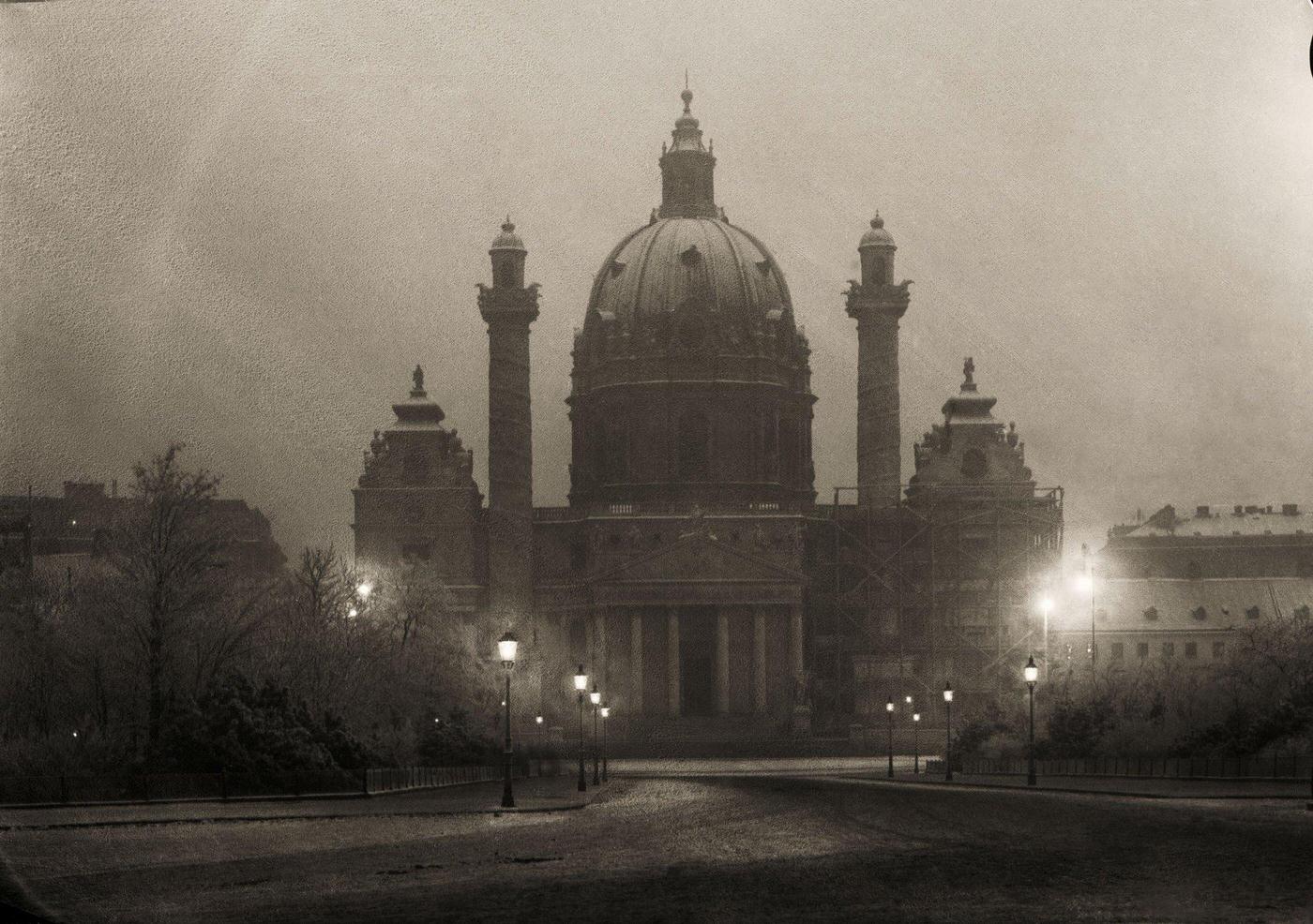 Karlskirche at night, Vienna, About 1905