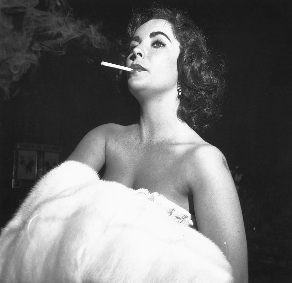 Actress Elizabeth Taylor at the premiere of "Moby Dick" in Los Angeles, California, 1956.