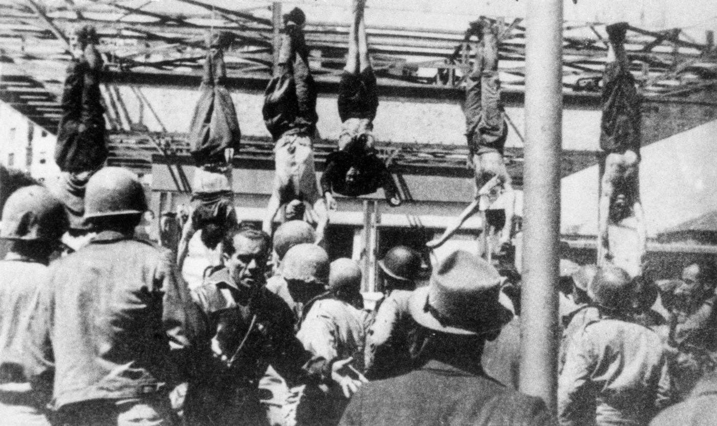 Mussolini and Company Hanged Post-Execution Near Lake Como, 1945