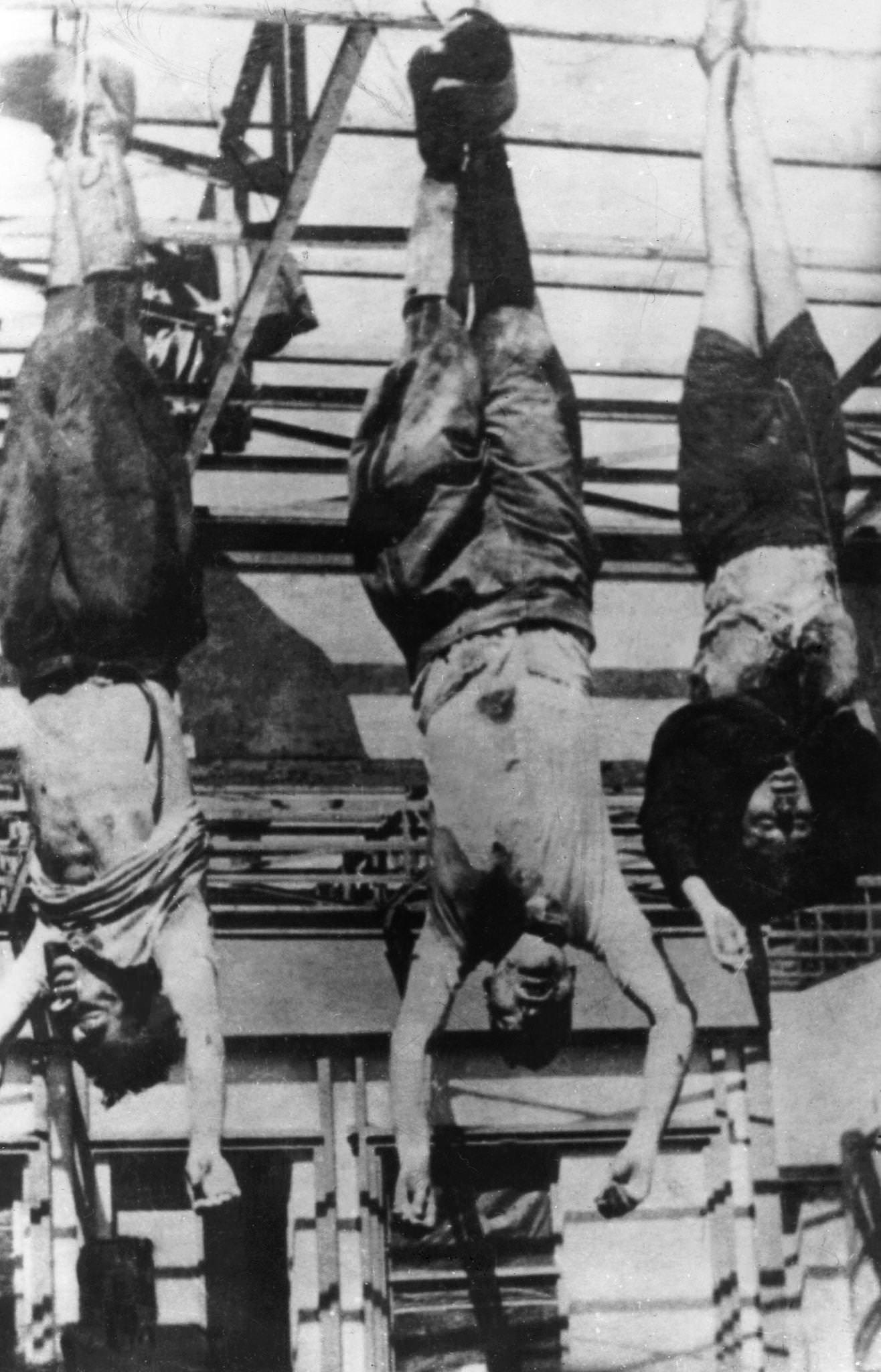 Mussolini and Mistress Petacci Hanged in Milan, 1945