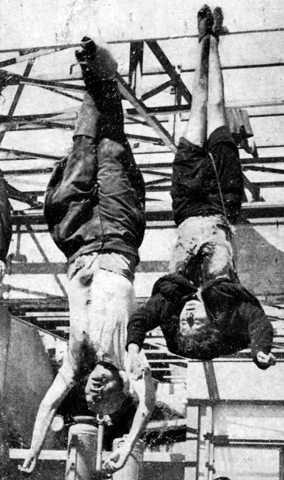 Mussolini and His Mistress Clara Petacchi Hanged in Milan, 1945