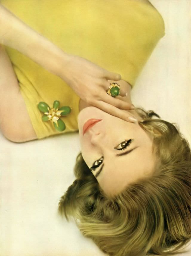 Monique Chevalier in Lemon-Yellow Sweater, 1961