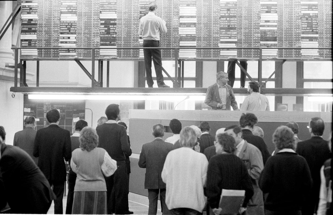 Trading Floor and Value Board at the Brussels Stock Exchange, 1987