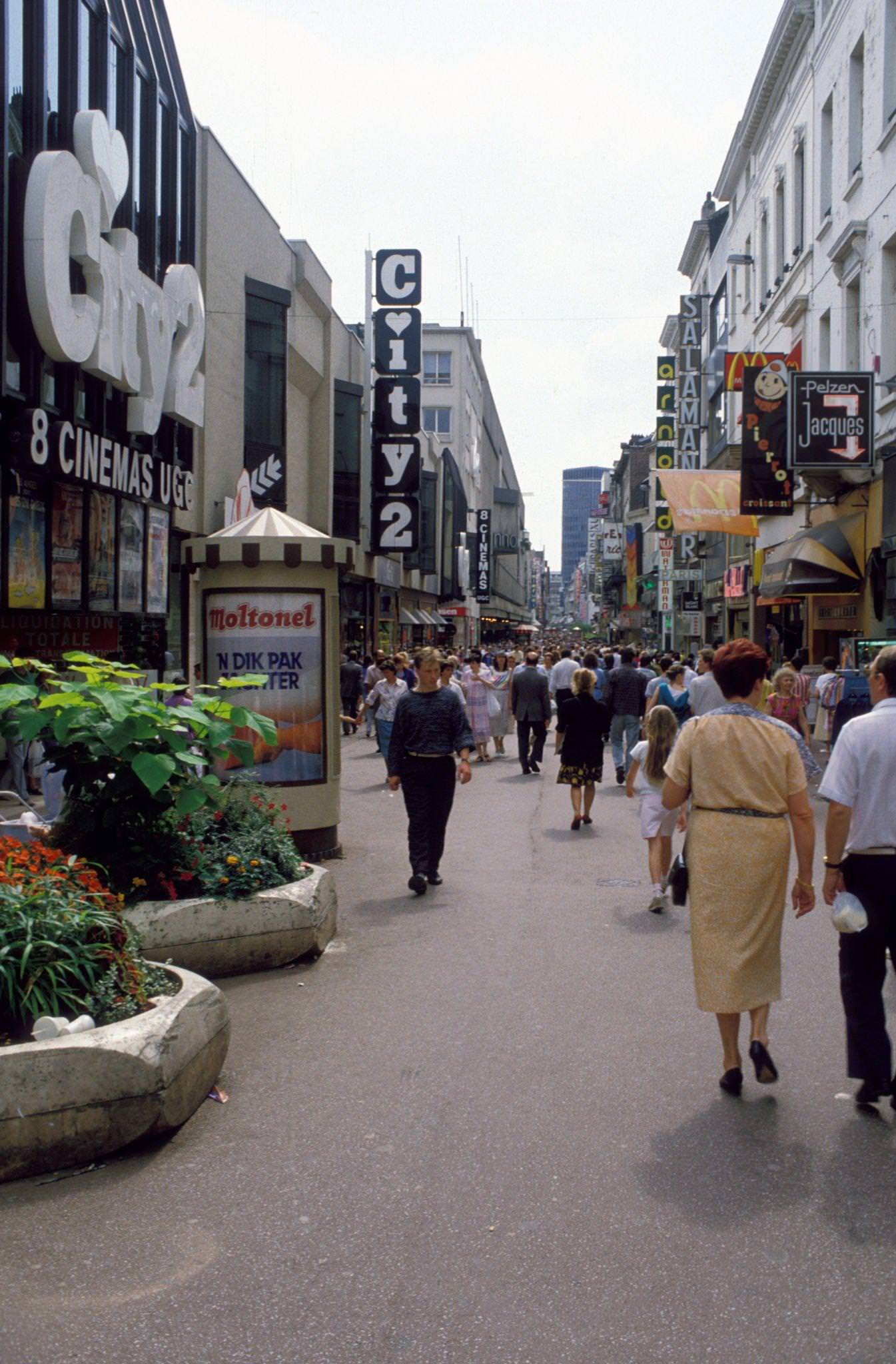 Neuve Street in Brussels, Belgium, 1986.