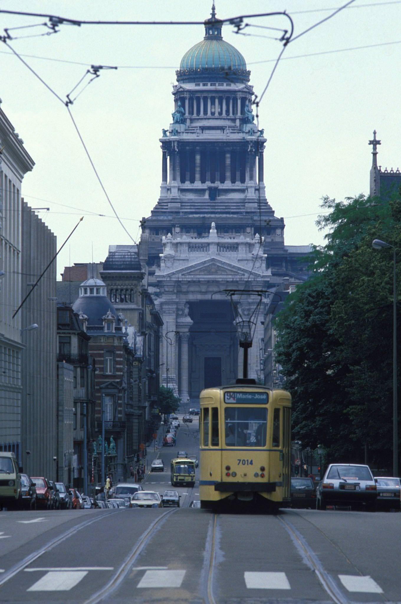 Regency Street and the Palace of Justice in Brussels, Belgium, 1986.
