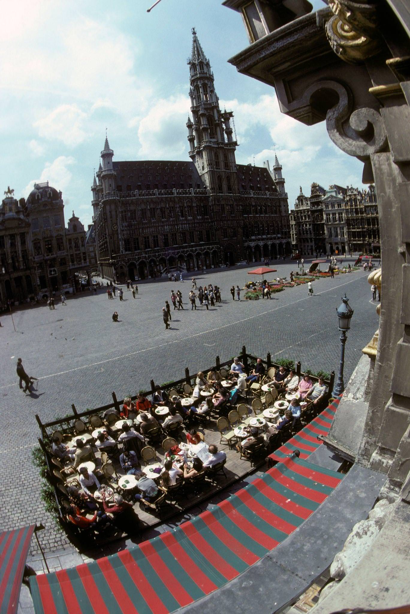 Restaurant at the Grand Place in Brussels, Belgium, 1981