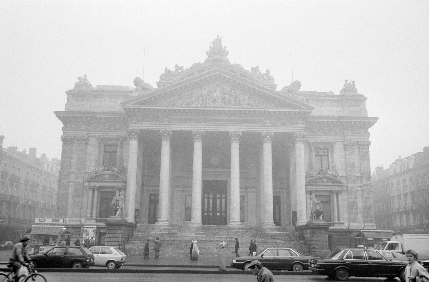 Neoclassical Façade of the Brussels Stock Exchange, 1987