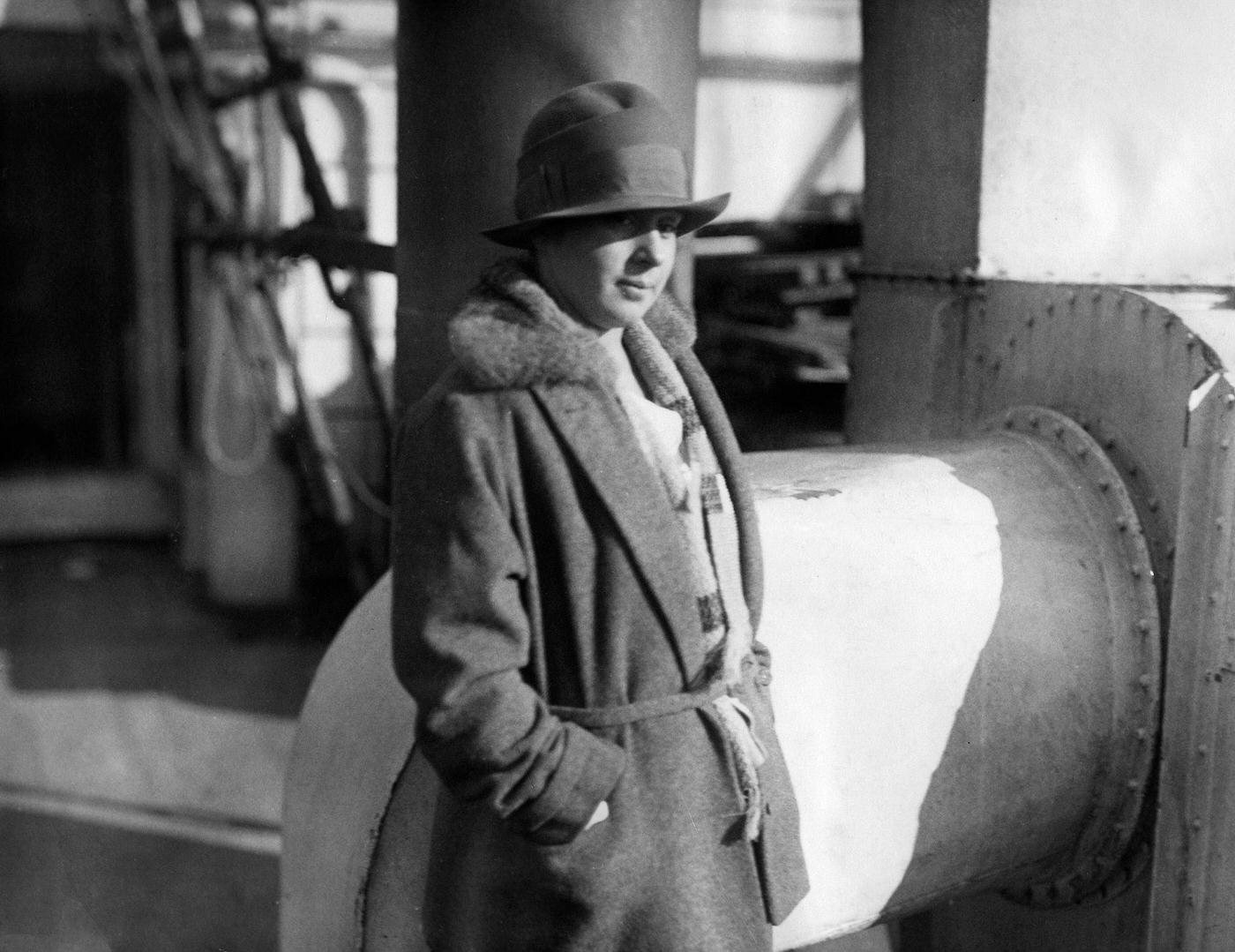 Clärenore Stinnes as a Passenger on the Steamer Albert Ballin, 1926
