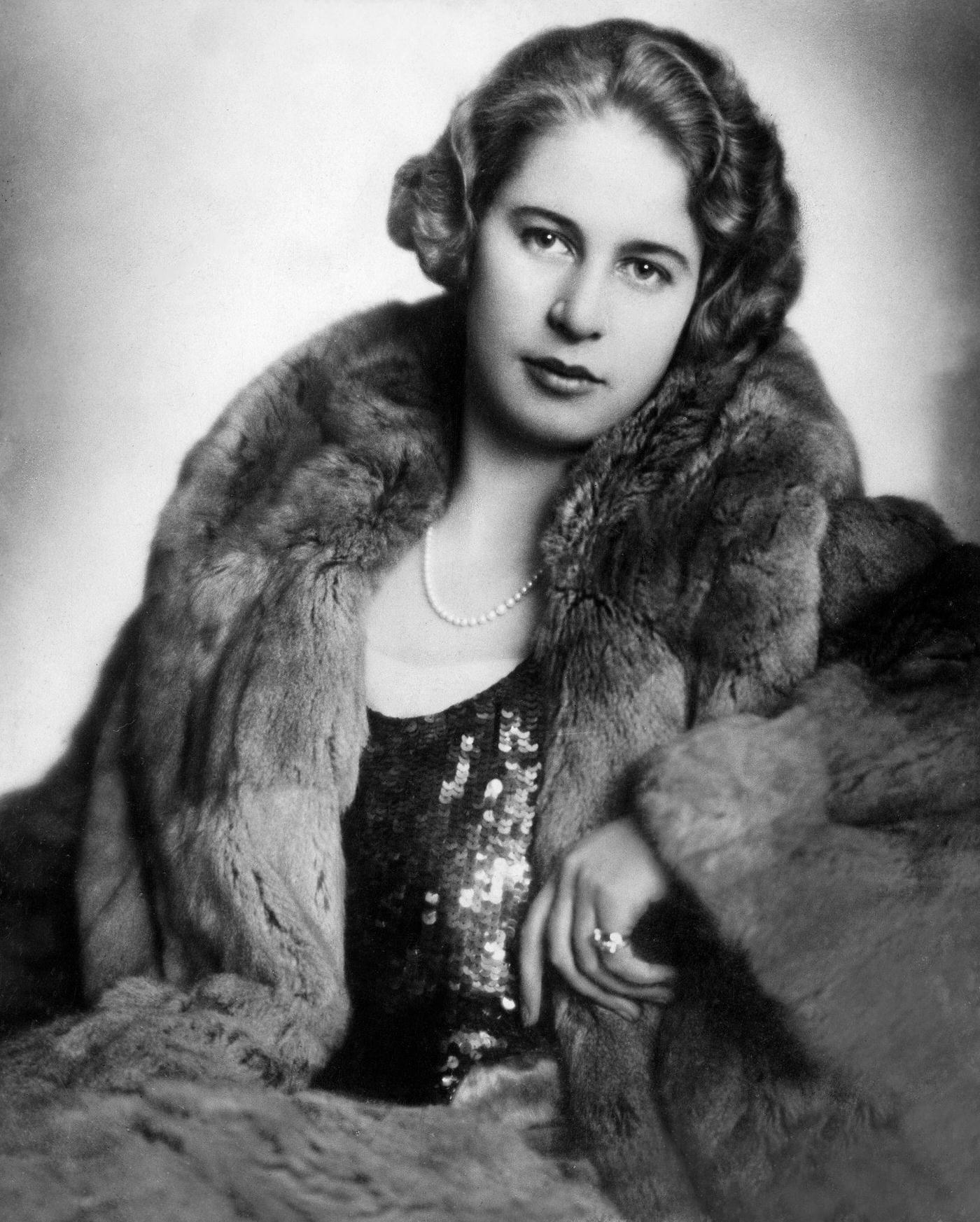Clärenore Stinnes Posing in a Fur Coat, 1927