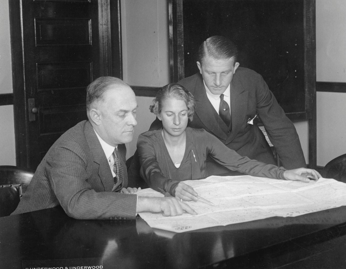Clärenore Stinnes With Ernest Smith and CA Soderstrom in Washington, 1929