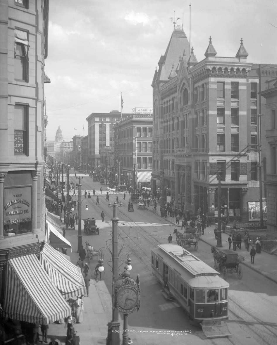 16th Street from Arapahoe Street Featuring Tabor Opera House, Denver, 1907.