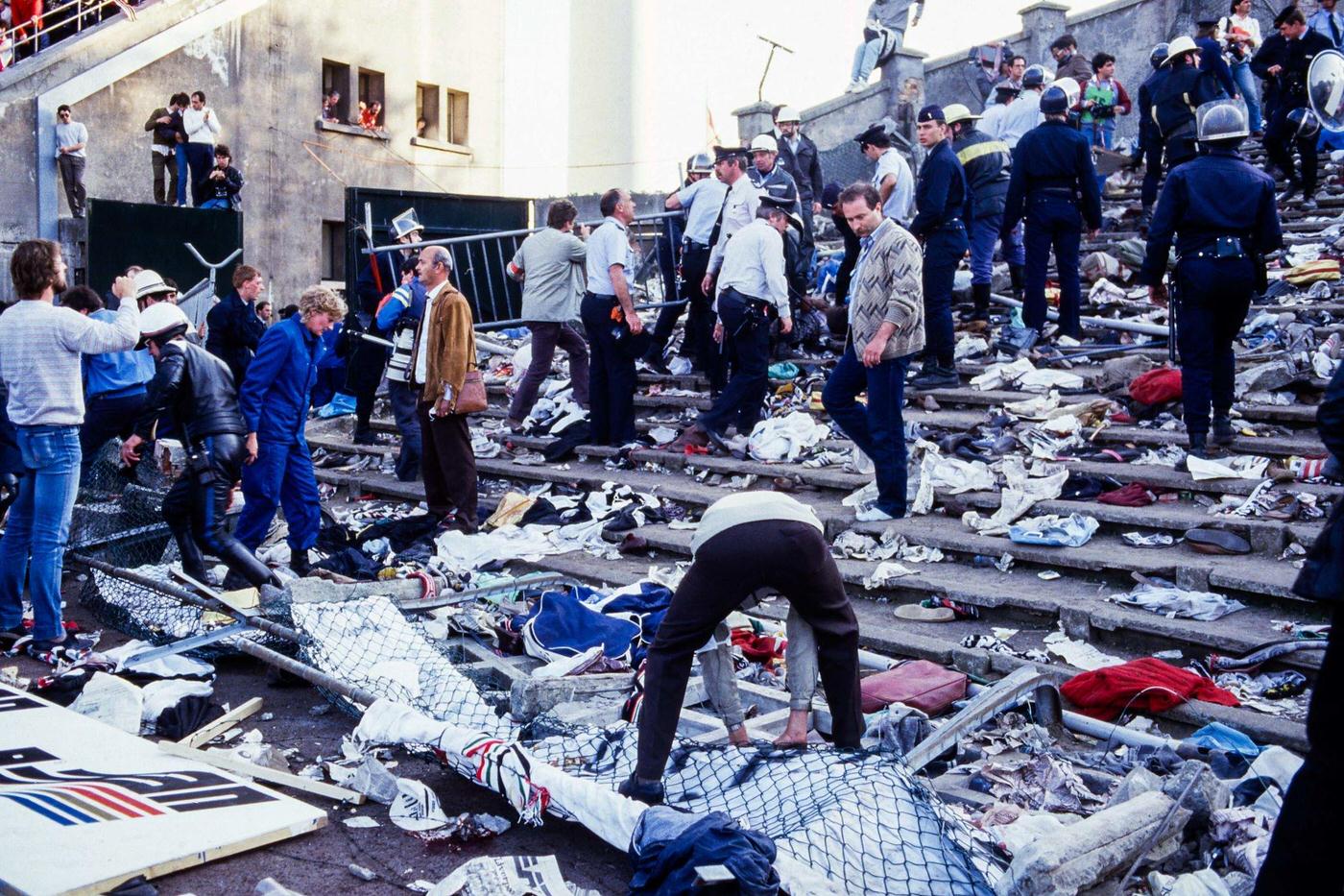 Empty terraces previously occupied by Juventus fans at Heysel Stadium, European Cup Final, 1985.