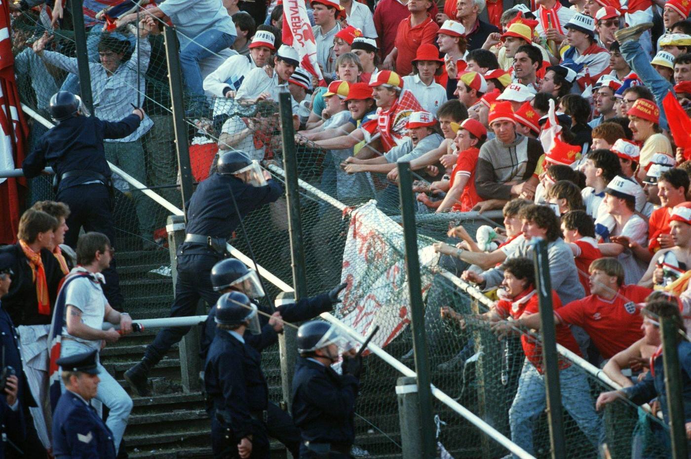 Tragedy at Heysel Stadium during Juventus vs. FC Liverpool match, European Cup of Champions, 1985.