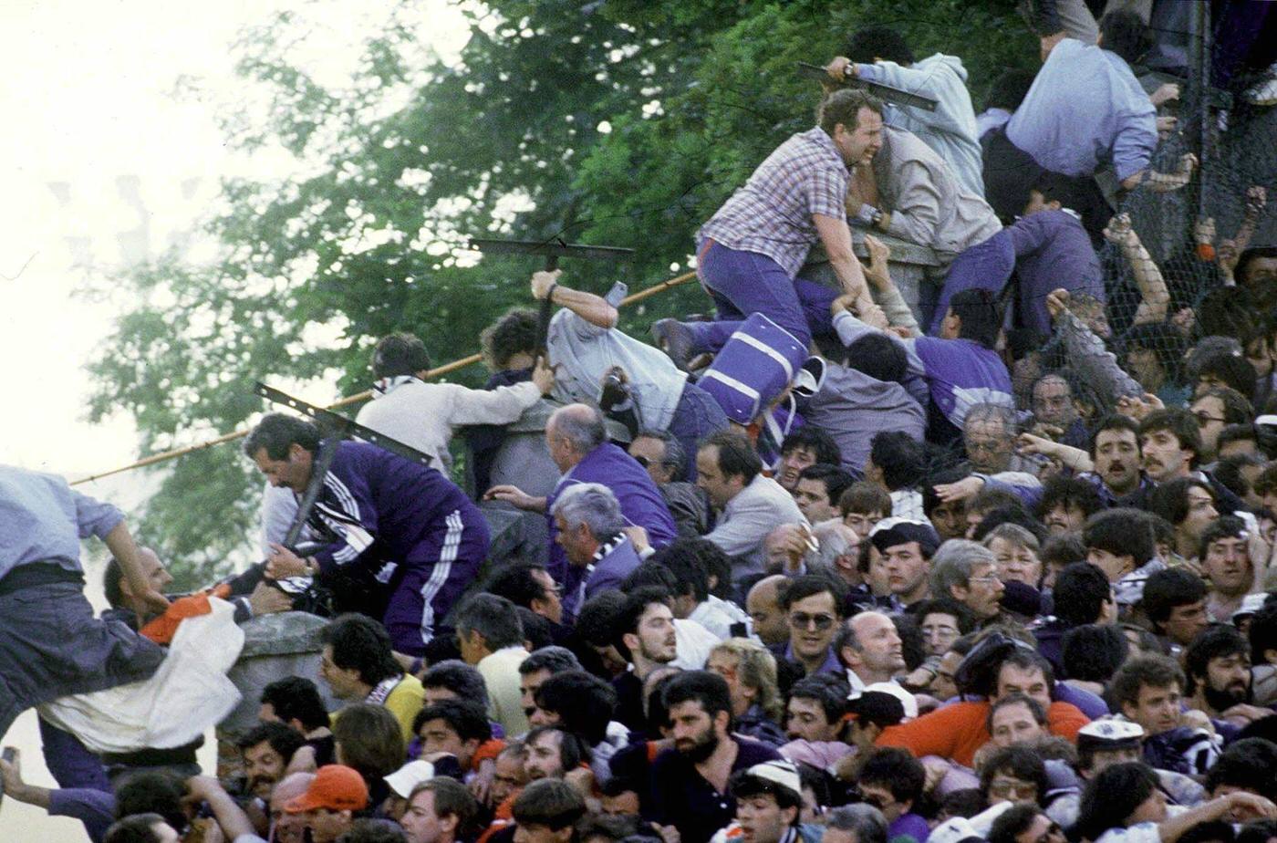 Tragedy at Heysel Stadium during Juventus vs. FC Liverpool European Cup, 1985.