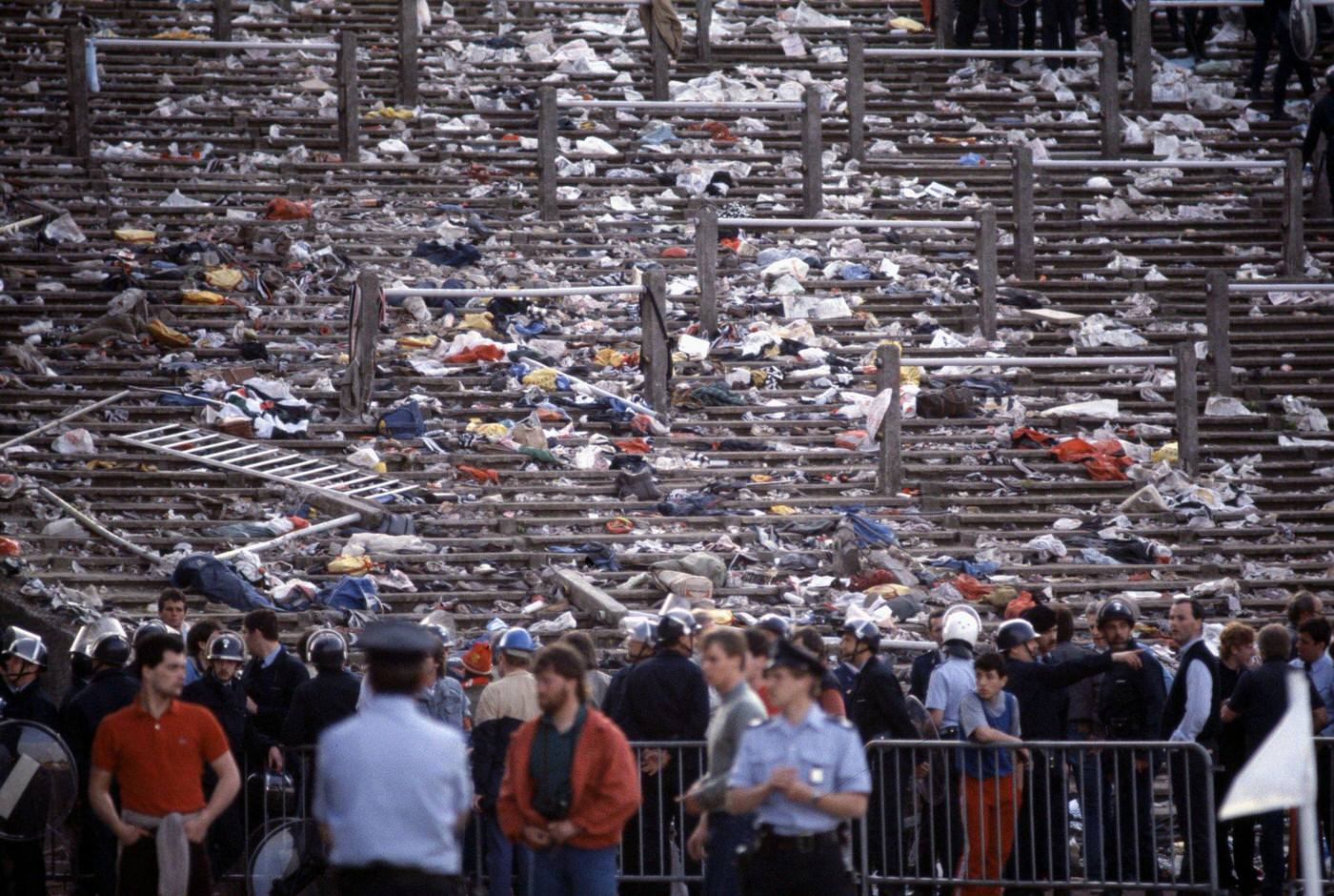 Empty Terraces at Heysel Stadium Post-Riot, Juventus vs. Liverpool, 1985.