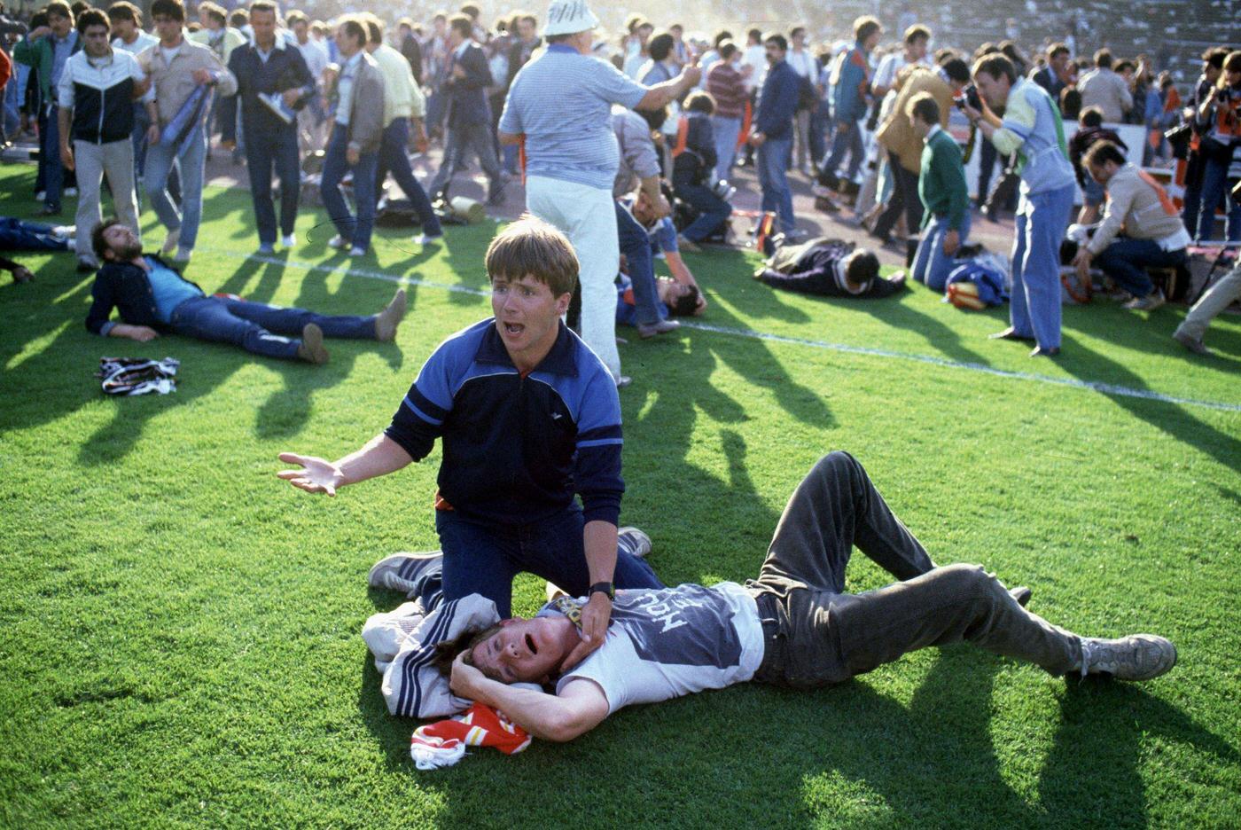 Juventus Fan Cries for Help for Injured Friend, European Cup Final, 1985.