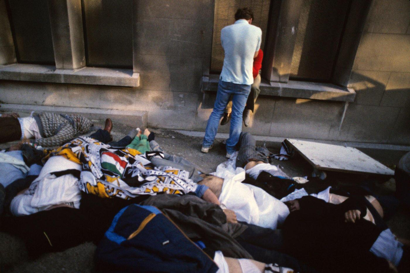 Juventus Fans Console Each Other Beside Victims, Heysel Disaster, 1985.