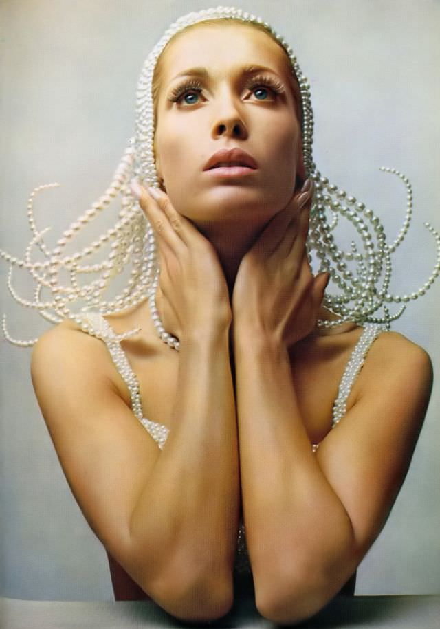 Isa Stoppi Adorned in Richelieu Pearls Designed by Mark Traynor, 1966