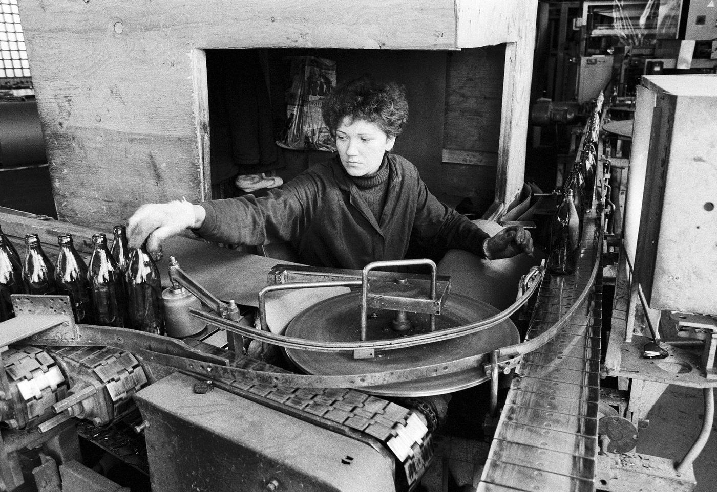 Woman Working in Gostomel Bottle Factory in Kiev