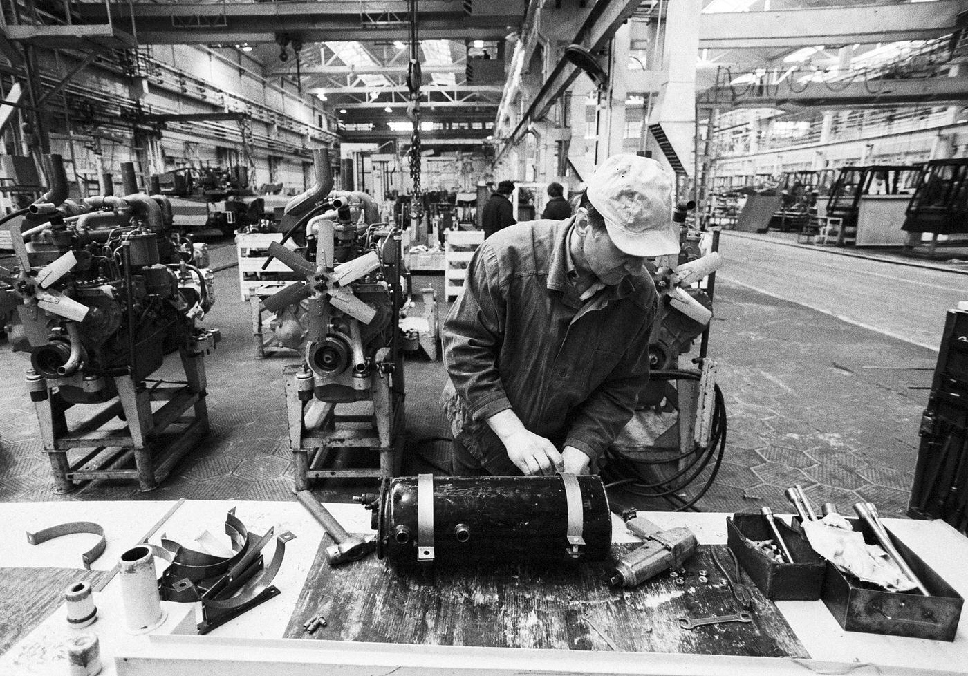 Worker in Atek Tractor Factory in Kiev