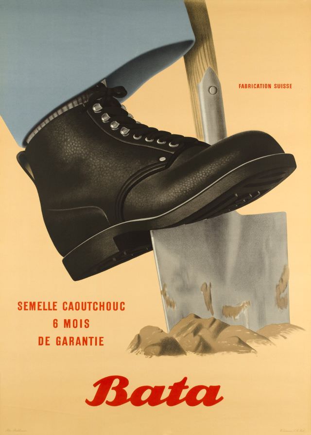 Bata, semelle caoutchouc 6 mois de garantie, 1956