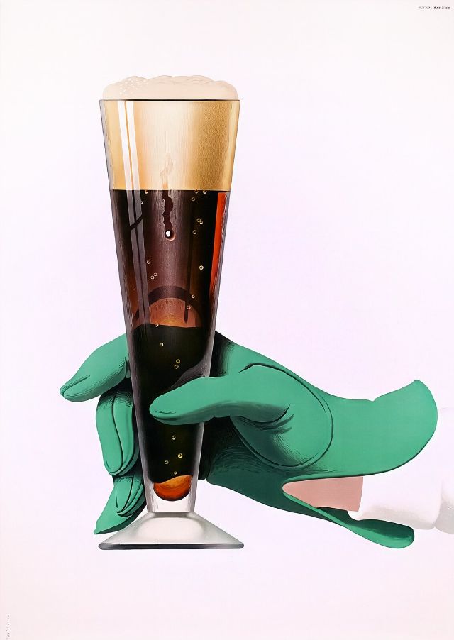Bier (green glove). Advertising poster for the Swiss Brewery Association, 1957