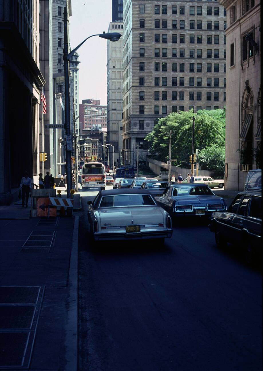 Downtown Pittsburgh street scenery, taken in July, 1981.
