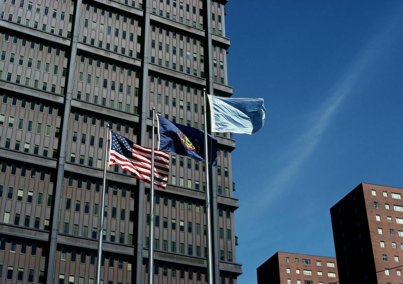 Street details in Downtown Pittsburgh, Pennsylvania, 1981.