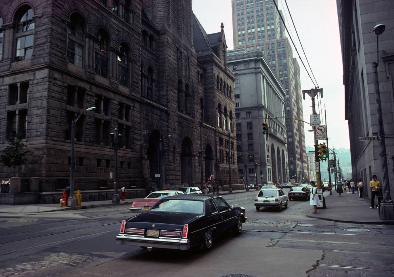 Street views in Downtown Pittsburgh, Pennsylvania, 1981.