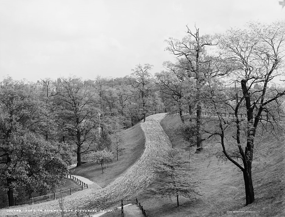 Road in Riverview Park, North Side of Pittsburgh, early 1900s.