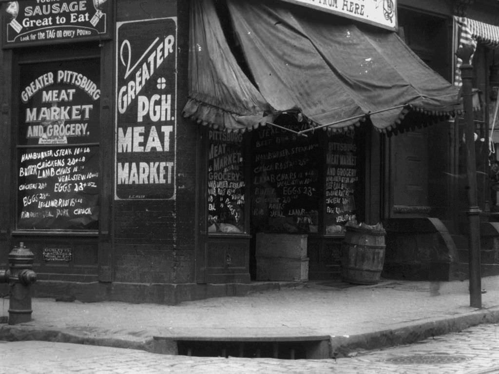Greater Pittsburgh Meat Market, northeast corner view, 1912