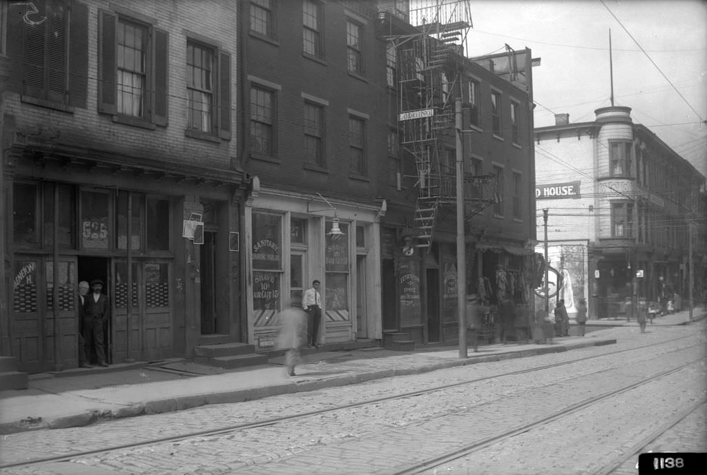 Wylie and Sixth, northwest corner looking east, 1912