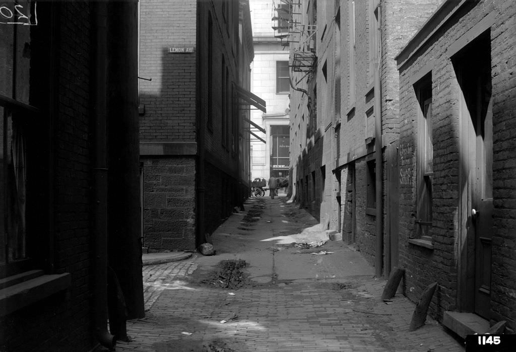 Scrip Alley, north from Lemon Alley, 1912