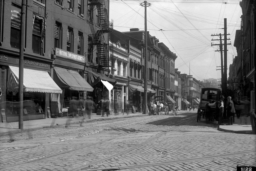 Wylie Avenue, view east from Fifth Avenue, 1910s