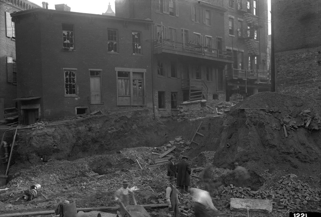Chatham Street, building demolition at Bigelow, 1910s