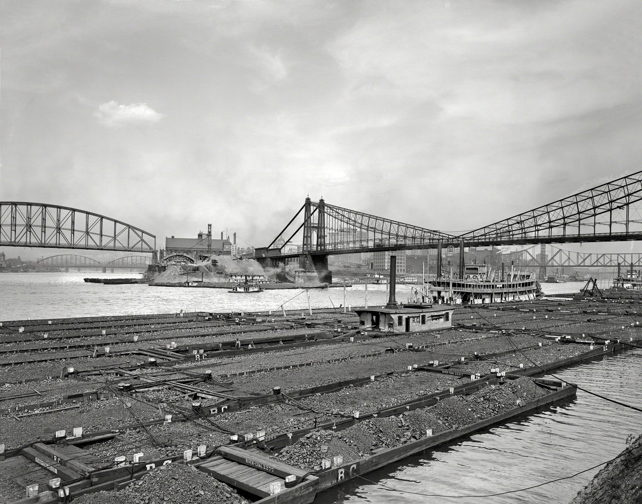 Coal Barges at River Confluence, Pittsburgh, Pennsylvania, 1910