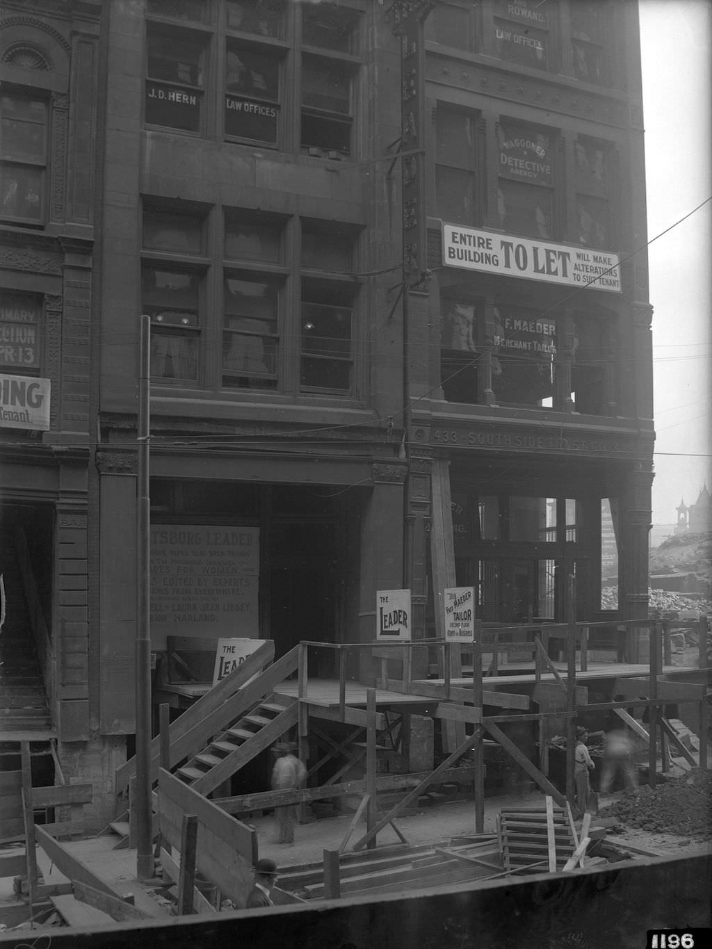 The Pittsburgh Leader, offices and women's suffrage columns, 1912