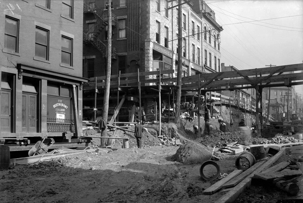 Hump Lowering, Webster Avenue view showing Chatham Street, 1912