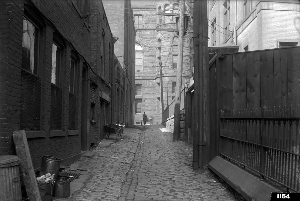 Maloney Alley, looking north near Fourth Avenue, 1912