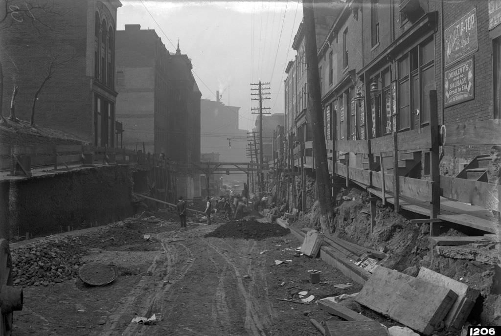 Hump Lowering, Webster Avenue view from Seventh Street, 1912