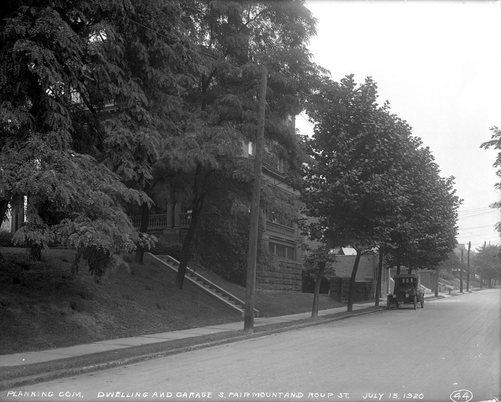 Home and garage on South Fairmount and Roup, 1920.