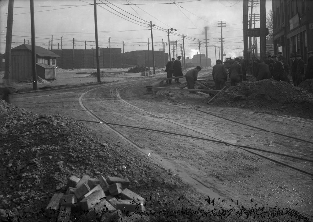 Break at Stanton and Ohio, work in progress, 1920.