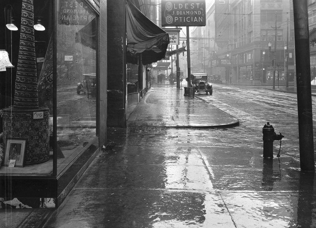 Penn Avenue, Featuring Various Businesses Including J. Diamond Optician, 1929.